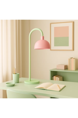 Bloom Pastel Metal Masa Lambası E27 Duy Ofis & Çalışma Masası Lambası Pembe