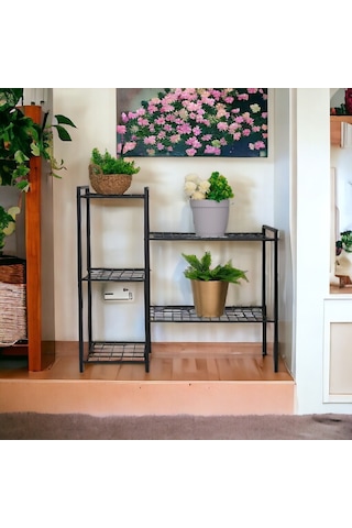 METAL AYAKLI 5 TEL RAFLI SAKSI STANDI KATLI SAKSILIK ÇİÇEKLİK