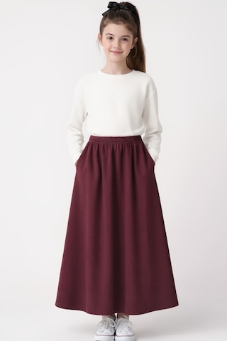 Angel&co. Girls Clothing Modest Uzun Kız Çocuk Mevsimlik Etek - Vişne Çürüğü - 791131271 Vişne Çürüğü