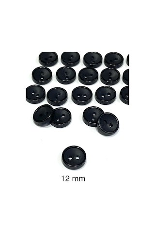 Siyah Klasik İki Delikli / Unisex Gömlek Düğmesi / 12 Mm / 20 Adet