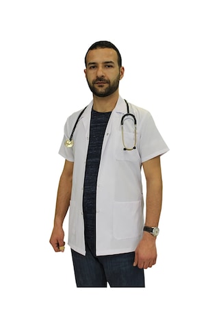 Gömlek Yaka Erkek Kısa Boy Kısa Kol Doktor Önlüğü Öğretmen Önlük