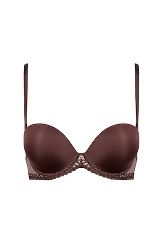 Aubade Sheer Emotion Bandeau Sütyen, Balenli, Çıkarılabilir Askılı Ve Grafik Işlemeli Model Koyu Kahve