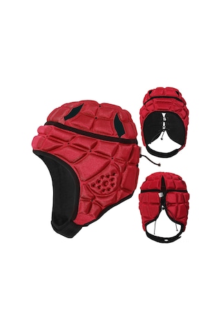 Geeroyoo Çocuklar İçin Yüksek Darbe Dirençli Eva Köpük Kaleci Kaskı, Ayarlanabilir Kayışlar, Nefes Alabilir Delikler, Kırmızı S Boy Kırmızı