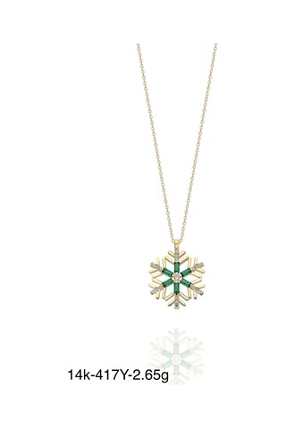 Zümrüt Baget Taş Özel Tasarım Kartanesi 14 Ayar Altın Kolye