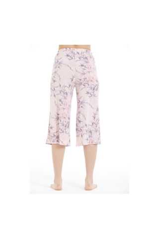Lılac Kadın %100 Viskon Çiçek Desenli Pijama Altı Capri Pudra Pembe Pudra Pembe