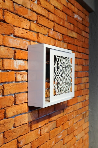 Modem Saklama Kutusu Sürgülü Yana Açılır 35 X 35 Motifli Beyaz