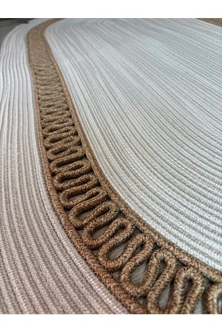 Mavaux Lotus Jüt Hasırlı El Örgüsü Kilim Krem - Bej