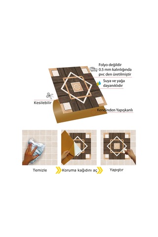 Tink Kendinden Yapışkanlı Ahşap 015 Desenli Pvc Karo 30x30 Cm