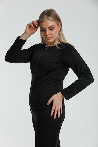 Fit Women Sauna Fermuarlı Uzun Kol Üst 4415 Siyah