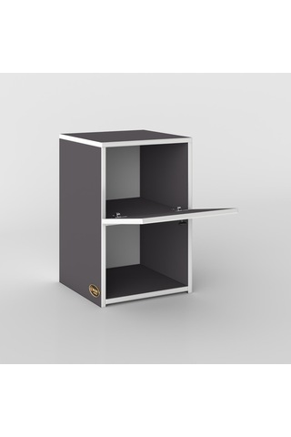 Kenzlife Komodin İzumi Gri 60 39 39 Komidin Kitaplık Ayakkabılık Kapaklı Arkalıklı Beyaz