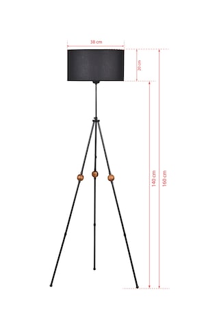 Ahşaplı Tripod Lambader Siyah