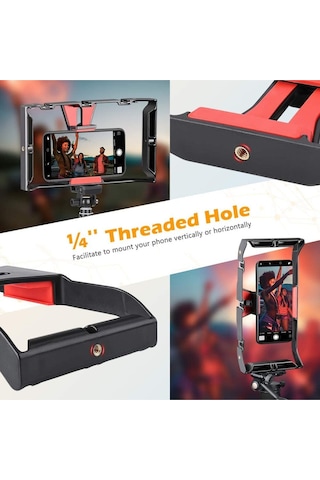 Cep Telefonları Ile Uyumlu U Hand Rig Cage Kafes Stabilizer Samsung Iphone Huawei Realme Vb.