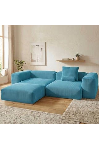 Relax Köşe Koltuk Takımı Sünger Koltuk Kanepe Divan İndigo