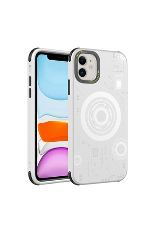 Apple Uyumlu iPhone 12 Kılıf Zore Wireless Şarj Özellikli Desenli Hot Kapak Beyaz