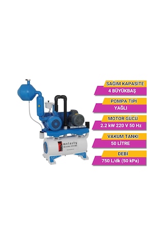 Melasty Süt Sağım Sistemi Vakum Pompa Seti 220v-50hz-2,2kw 750 L/dk - Yağlı -2553