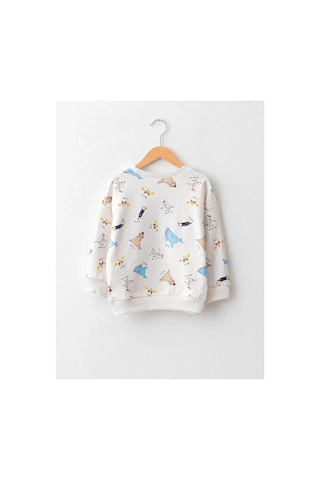 LC Waikiki Lcw Baby Ekru Bisiklet Yaka Uzun Kollu Baskılı Pamuklu Erkek Bebek Sweatshirt