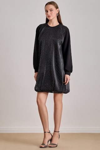 Diz Boy Siyah Tül Elbise Siyah