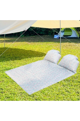 Homyl Baş Destekli Piknik Örtüsü Çim Yürüyüşü İçin Flamingo 145x210cm Çok Renkli