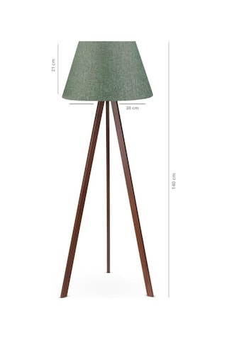 Bohhem Artgift Tripod Ayaklı Ahşap Gövdeli Haki Başlıklı Lambader Yeşil Aag-832 No Color Diğer
