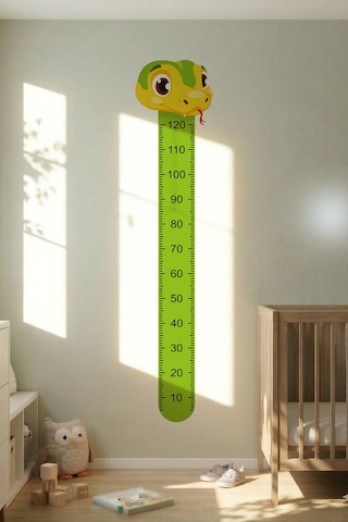 Sevimli Yılan Temalı Dekoratif Çocuk Boy Ölçer Sticker Duvar Cetveli Takip Çizelgesi