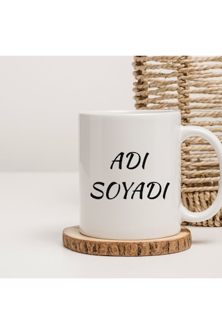 B Harfli Baskılı Kupa Bardak Beyaz