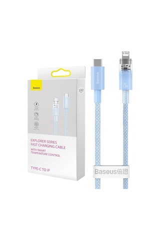 Explorer Serisi Hızlı Şarj Kablosu Akıllı Sıcaklık Kontrolü Type-c To İp 20w, 1m, Mavi