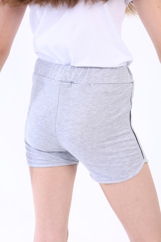 Toontoy Kız Çocuk Yıldız Arma Nakışlı Şort Gri Melanj