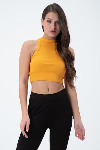 Quhox Kadın Kaşkorse Crop Atlet Sarı