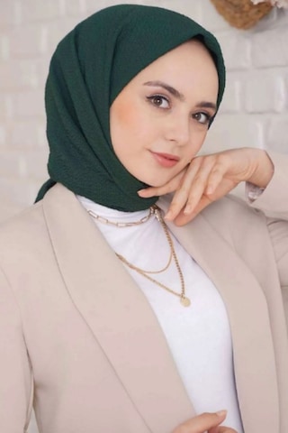 Melodi Scarf Kadın Tesettür Mio Caz Eşarp Hijab Zümrüt Yeşili Zümrüt Yeşili