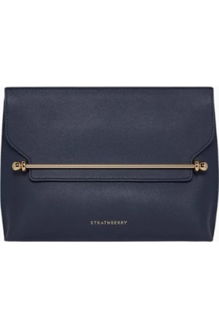 Strathberry Stylist Crossbody Clutch Lacivert Dana Deri Lüks Çanta, Günlük Ve Gece Kullanımı Omuz Çantası