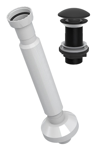 Pop Up Sifon Taşma Deliksiz Mat Siyah 220109 Beyaz