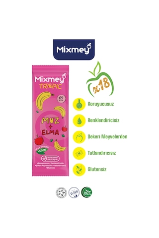 Muz Meyve Barı 18 Adet Atıştırmalıklar Vegan, Glutensiz, Koruyucusuz 20gr X 18 Adet