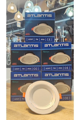 5 Adet 7 Watt Beyaz Krom Kasa Led Spot Beyaz Işık 6500k A2107 Beyaz - Krom
