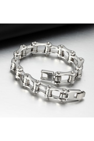 Punk Paslanmaz Çelik Bilezik Erkekler Biker Bisiklet Motosiklet Zincir Bilezikler 8.5 Gümüş
