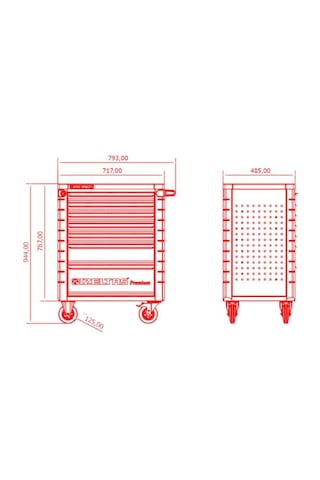 İzeltaş 8245 Premium Serisi Takım Dolabı 7 Çekmeceli 245 Parça - 8245007096
