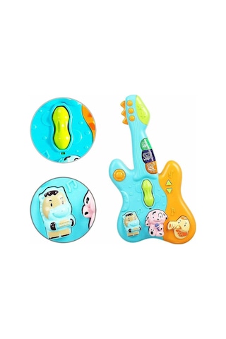 Renkli Mini Bebek Gitar Müzik Aksesuarı - 4 Modlu, Hayvan Ses Efektli Aydınlatmalı Öğretici Çocuk Aktivite Eğlencesi 6 Ay+