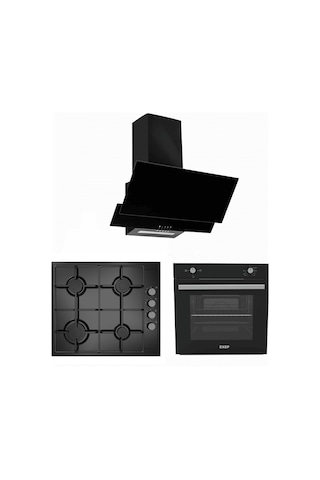 Exep Basic Eğik EF-200 - EO-330 - ED-401 Siyah Ankastre Set