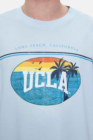 Ucla Aıre Gök Mavi Bisiklet Yaka Baskılı Oversize Erkek Tshirt Gök Mavi