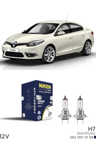 Renault Fluence 2009-2016 Kısa Far Ampulü H7 Halojen Ampul 12v 55w 2 Adet 3200k Güçlü Net Işık Yasal