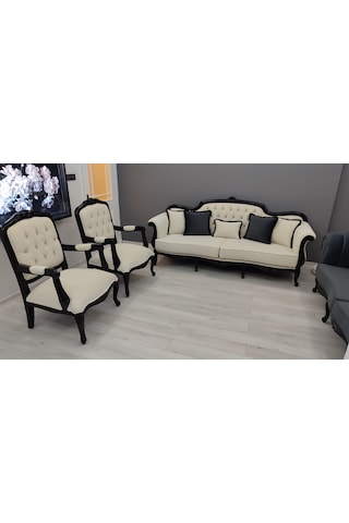 Roma Chester Koltuk Takımı Antrasit - Krem