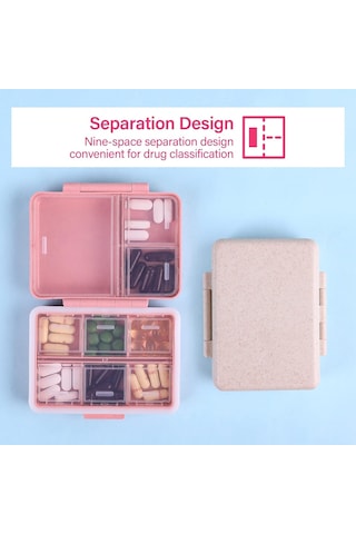 Likeable 9-ızgara Hap Kutusu,taşınabilir Hap Kutusu,büyük Kapasiteli Bölmeler,seyahat Hap Kabı,ilaç Dağıtıcı,hap Çantası,vitaminler, Balık Yağları Veya Takviyeler Için Hap Kutusu Mor 1 1