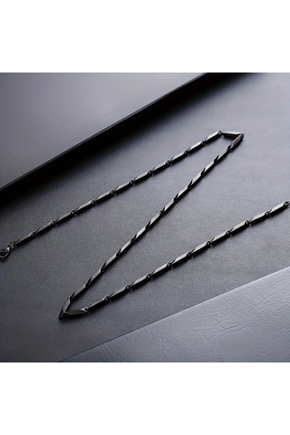 Çelik Kolye Titanyum Melon Motifli Model 2 Mm 55-60 Cm Siyah Black Siyah