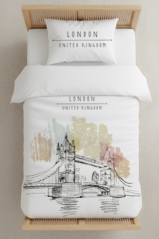London Tek Kişilik Nevresim Takımı Beyaz