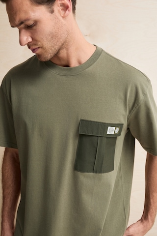 Grımelange Pocket Erkek %100 Organik Pamuklu Dokuma Cepli Etiket Detaylı Haki T-shirt