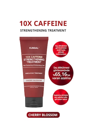 Dökülme&kırılma Karşıtı Saç Kremi Kundal 10x Caffeine Strengthening Treatment Cherry Blossom