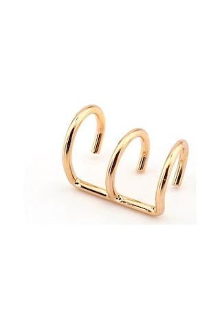 Gold Sari Renkli Earcuff Kulak Kelepçesi Üçlü Sarmal Ex098 Altın