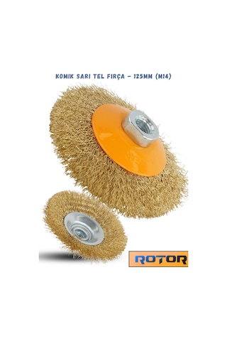 Rotor 3'lü Tel Fırça Seti 125 Mm M14 Konik, Düğümlü Konik Ve Çanak
