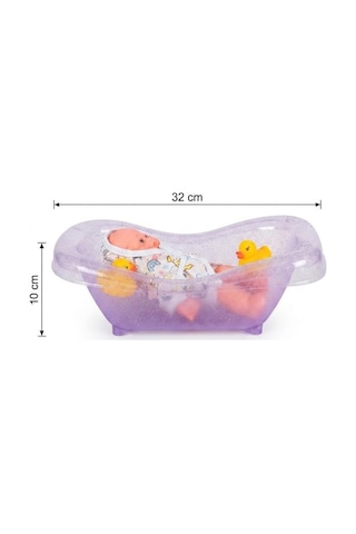 Bebek Banyo Zamanı Oyun Seti 22 Cm Kafası Ve Kolları Et Küvetli Oyuncak Bebek
