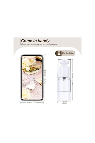 Novahub Kozmetik Seyahat Şişesi 15ml Havasız Pompalı Şişe 12 Adet Şeffaf, Kapaklı Şeffaf
