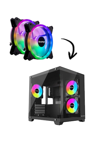 Nova Bilgisayar Kasası İle Uyumlu 2-4 Adet 12cm Rgb Fan Nova Fanı 120mm Fan 2'li Siyah